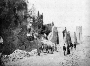 Una foto della Breccia di Porta Pia nel settembre del 1870