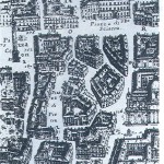 La zona di Piazza di Pietra in una carta di G.B. Falda del 1676